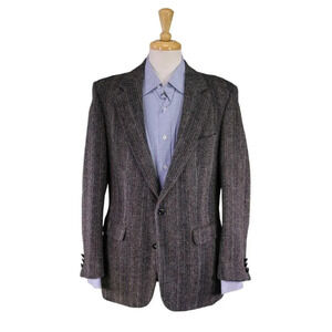 Harris Tweed JG Hook Vintage Blue/Gray Striped Heavy Scottish Wool Blazer 40R